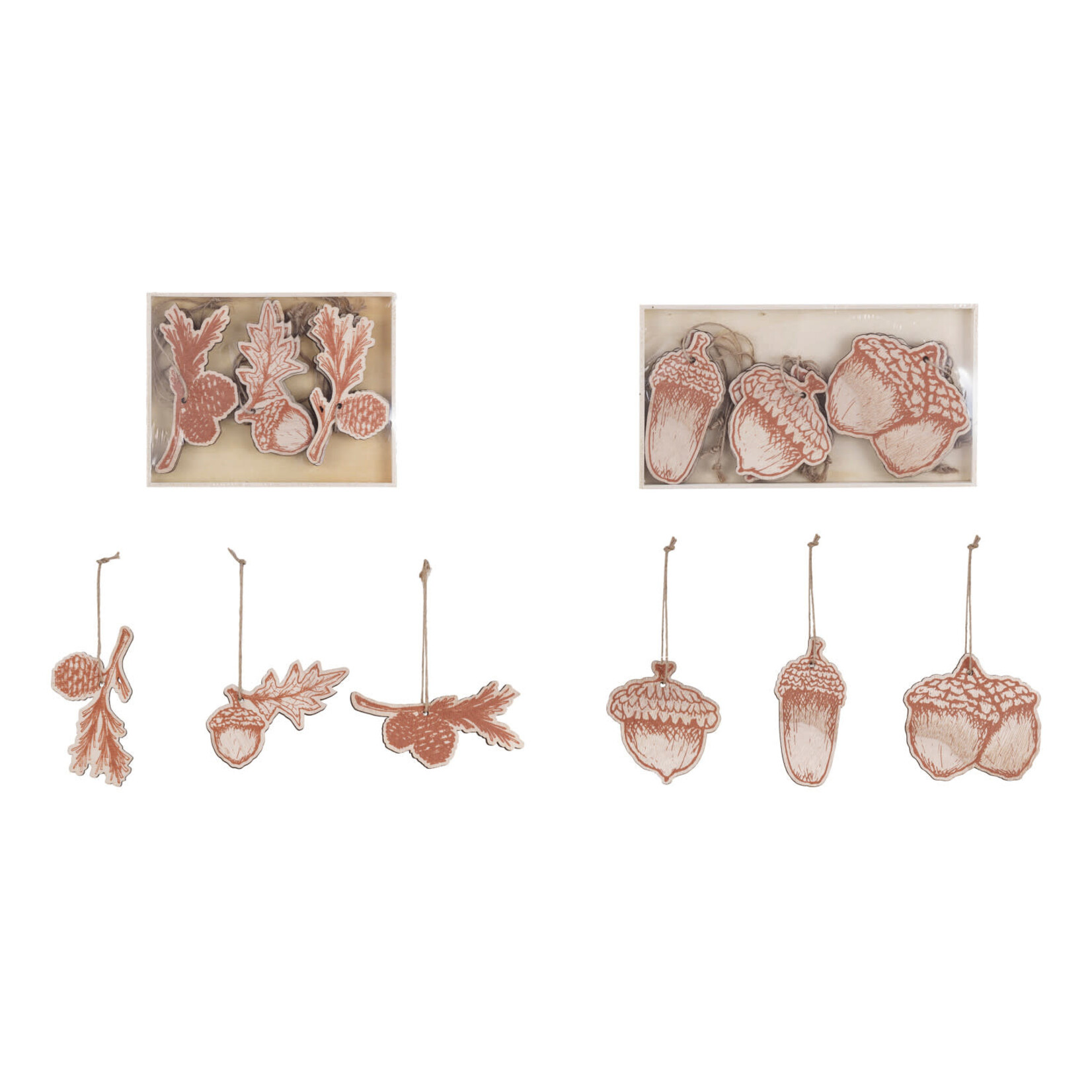 Ornaments Wood Pinecone/Acorn Set of 10