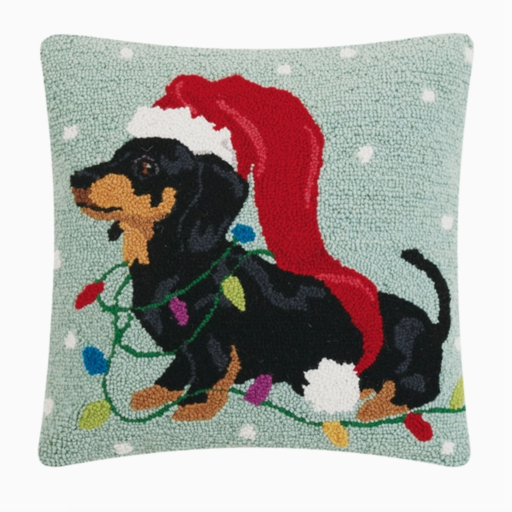 Pillows - Hooked Christmas Dachshund Long Hat Pillow