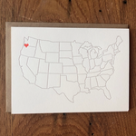 Greeting Cards - Local Heart Over Portland Map