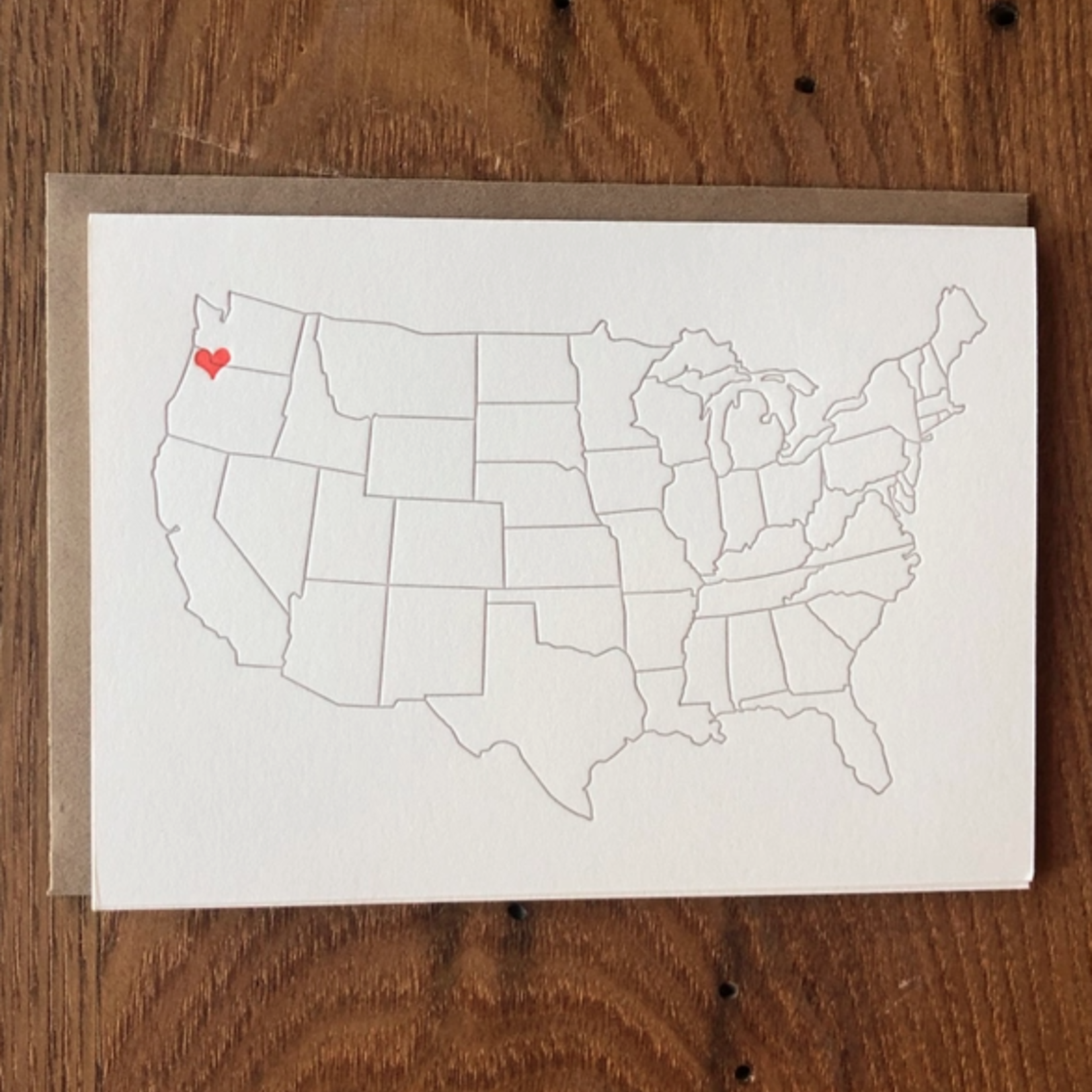Greeting Cards - Local Heart Over Portland Map