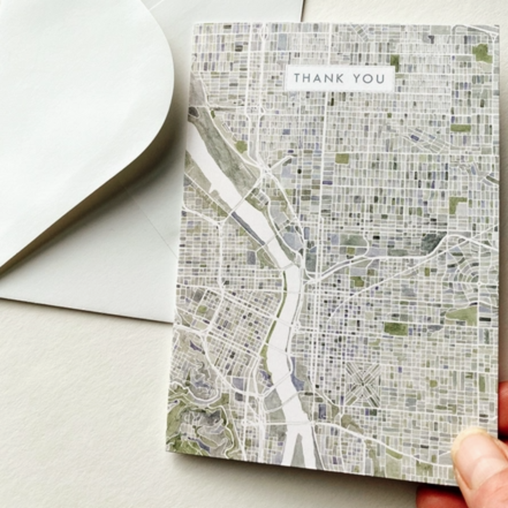 Greeting Cards - Local Portland Watercolor Map Thank You