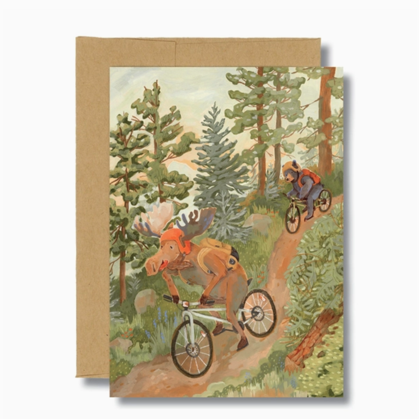 Greeting Cards - Birthday Mountain Biking Moose