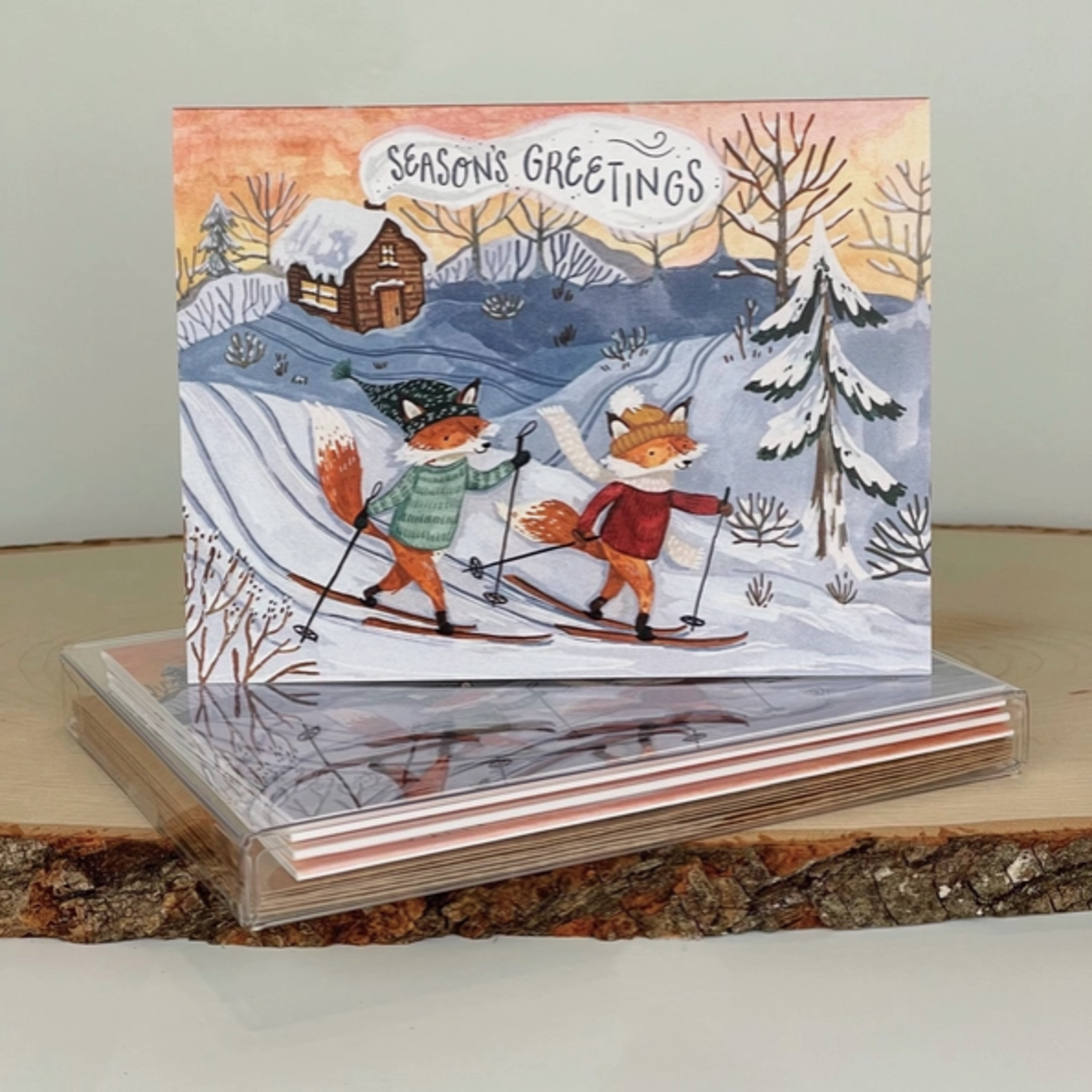 Greeting Cards - Boxed Skiing Foxes Christmas Box of 6