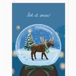 Greeting Cards - Christmas Moose Snow Globe Holiday
