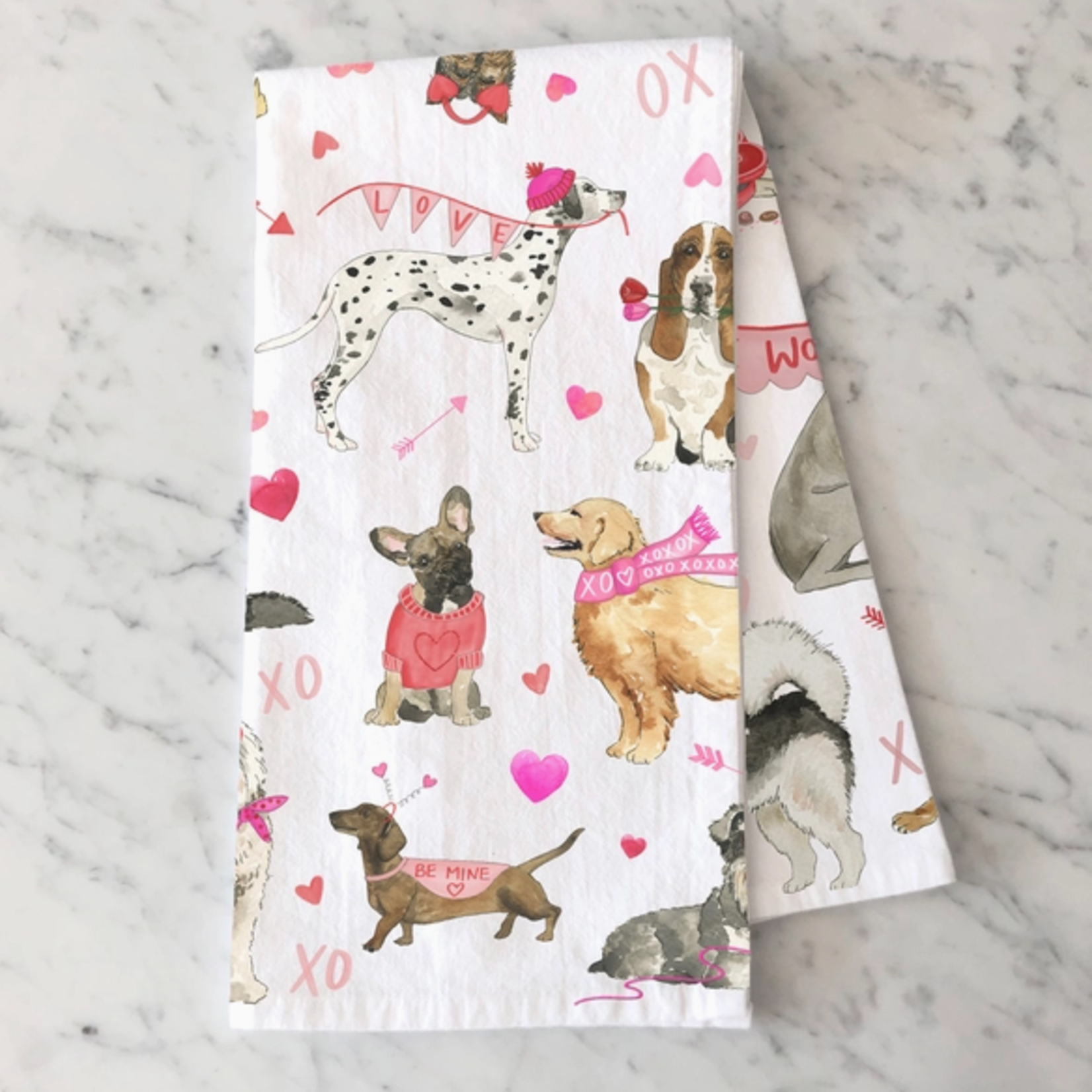 Tea Towels Valentine Dogs Kitchen Towel