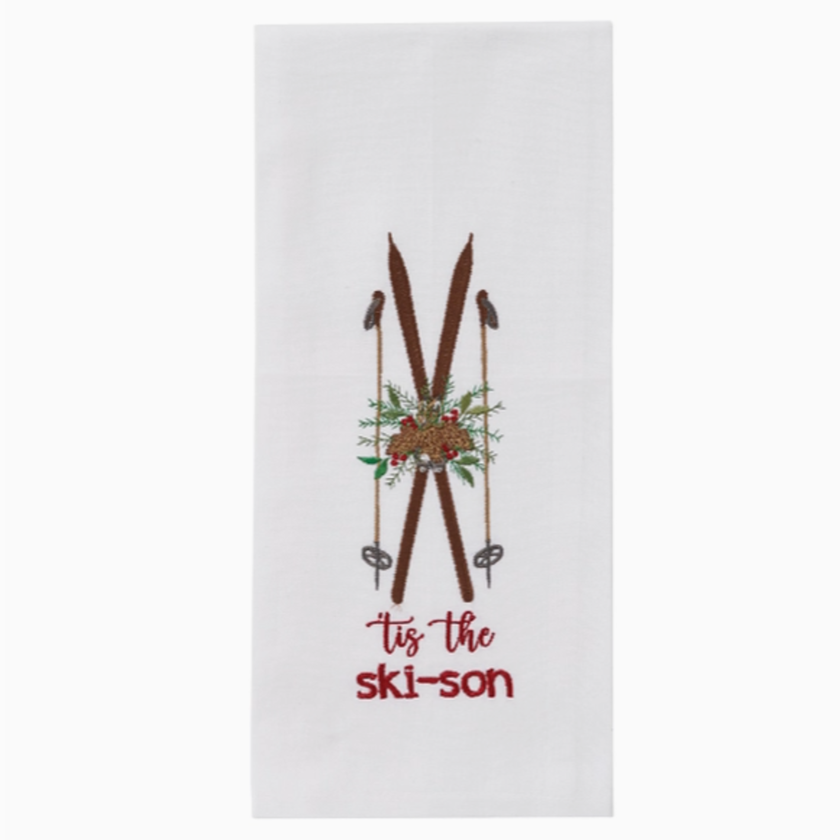Tea Towels - Embroidered Tis' The Ski-Son Towel