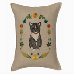 Pillows - Embroidered Kitten Cameo Pillow