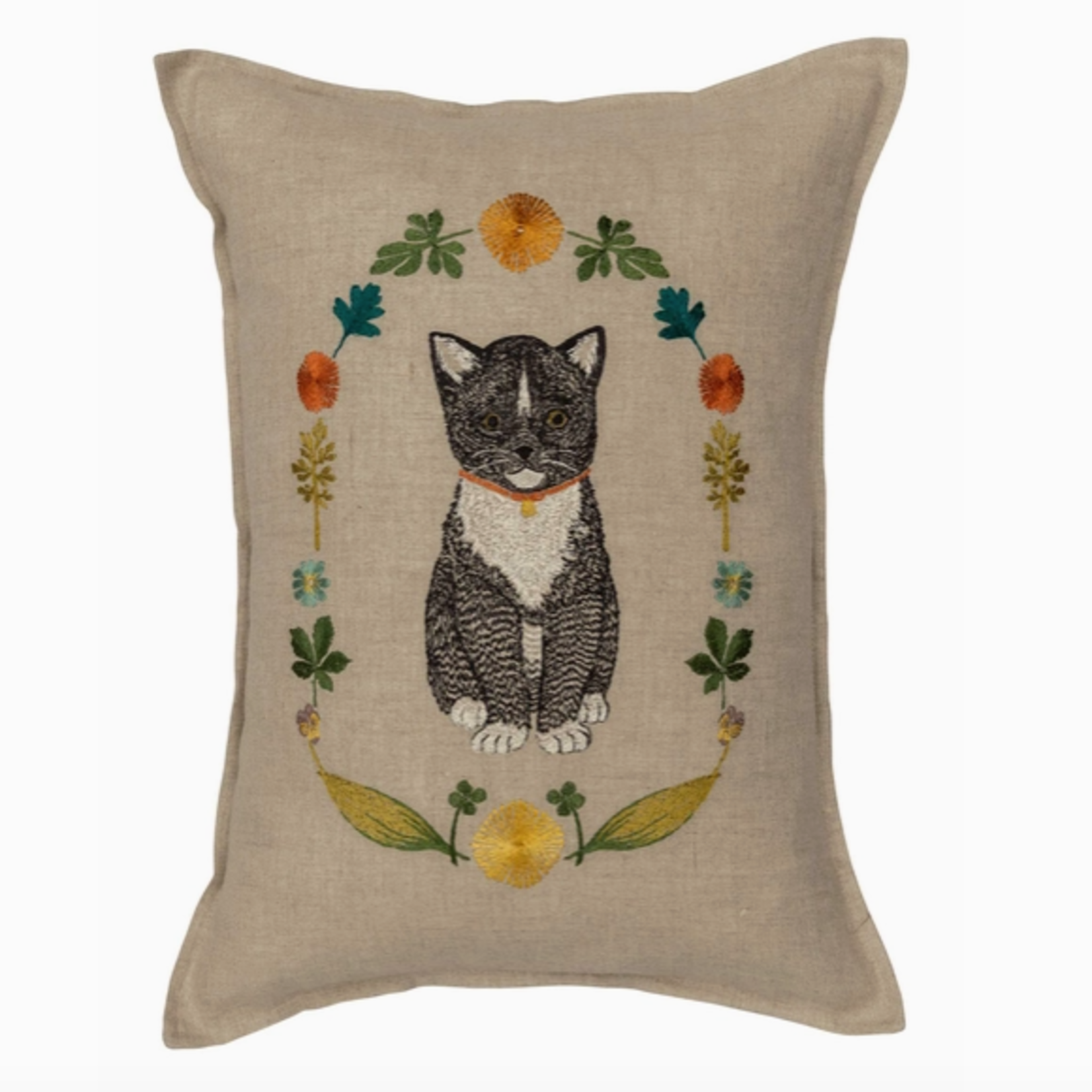Pillows - Embroidered Kitten Cameo Pillow