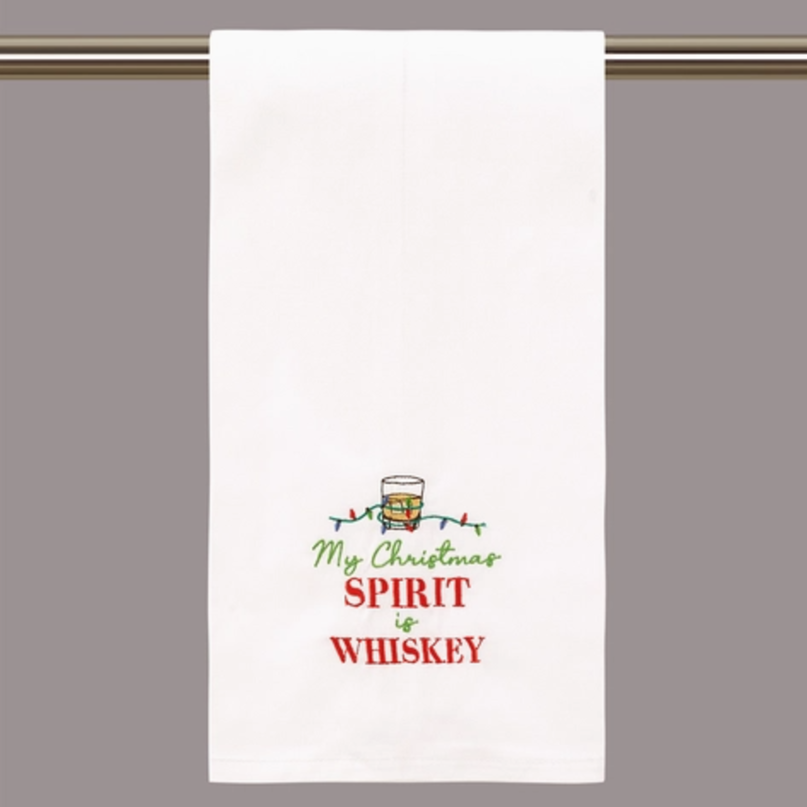 Tea Towels - Embroidered My Christmas Spirit Is Whiskey Towel