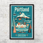 Prints Portland Skyline & Icons 13x19 Print