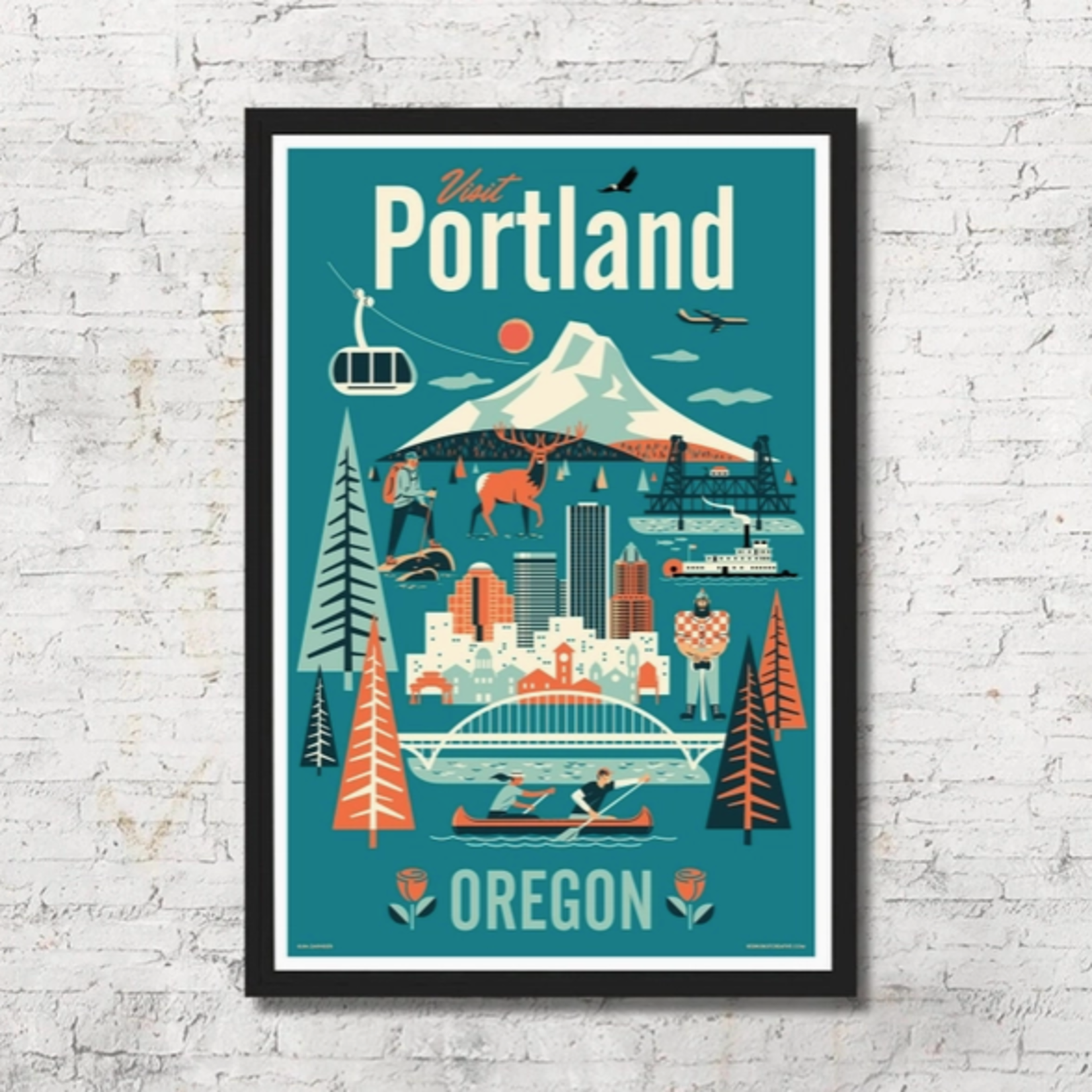 Prints Portland Skyline & Icons 13x19 Print