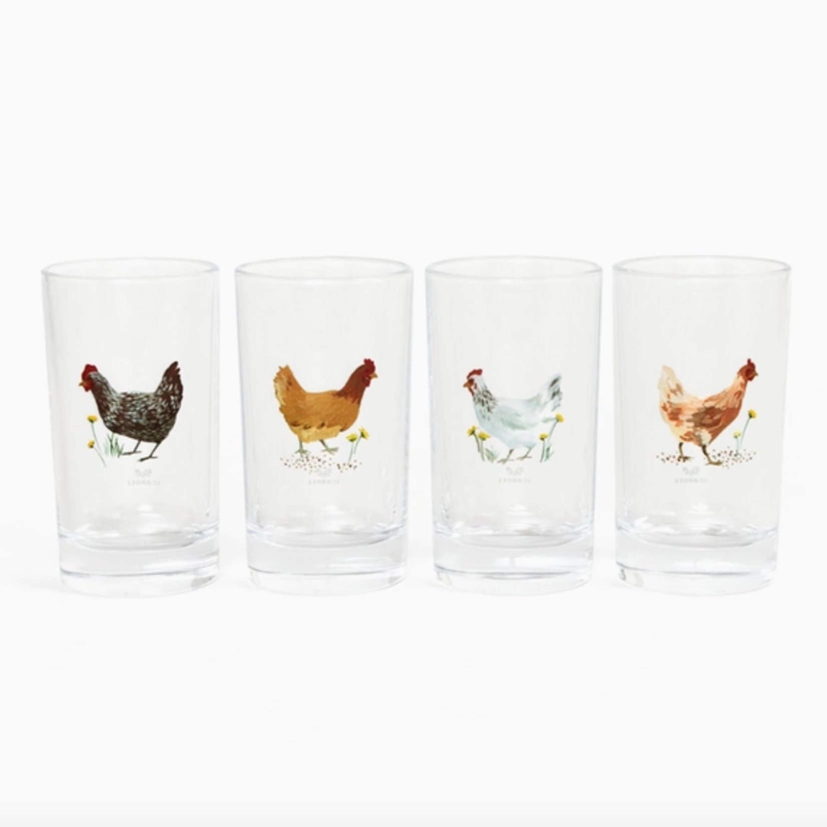 Glassware Chickens Mini Glasses Set of 4 FINAL SALE