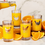 Glassware Chickens Mini Glasses Set of 4
