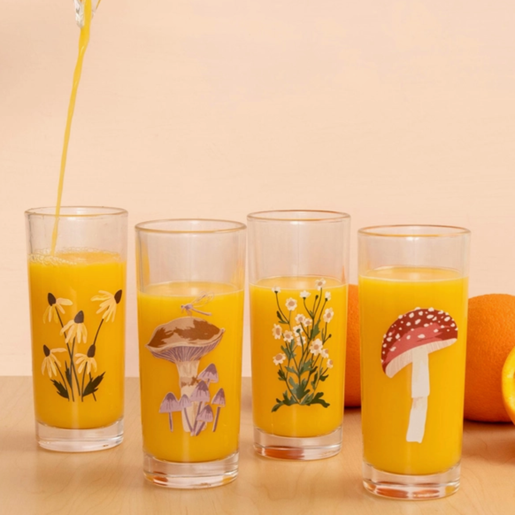 Glassware Flora & Fauna Tall Glasses Set of 4