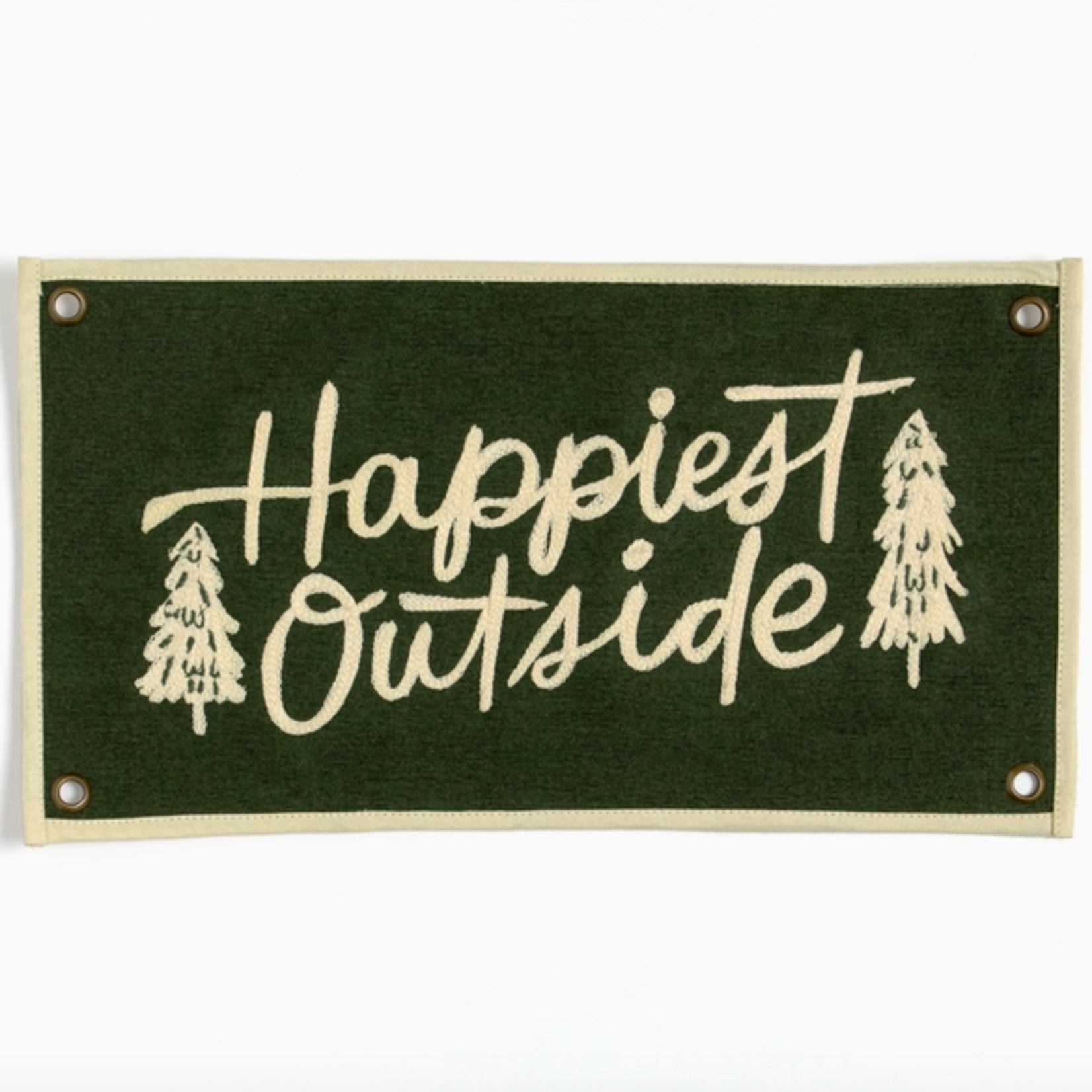 Pennants Happiest Outside Emb Banner