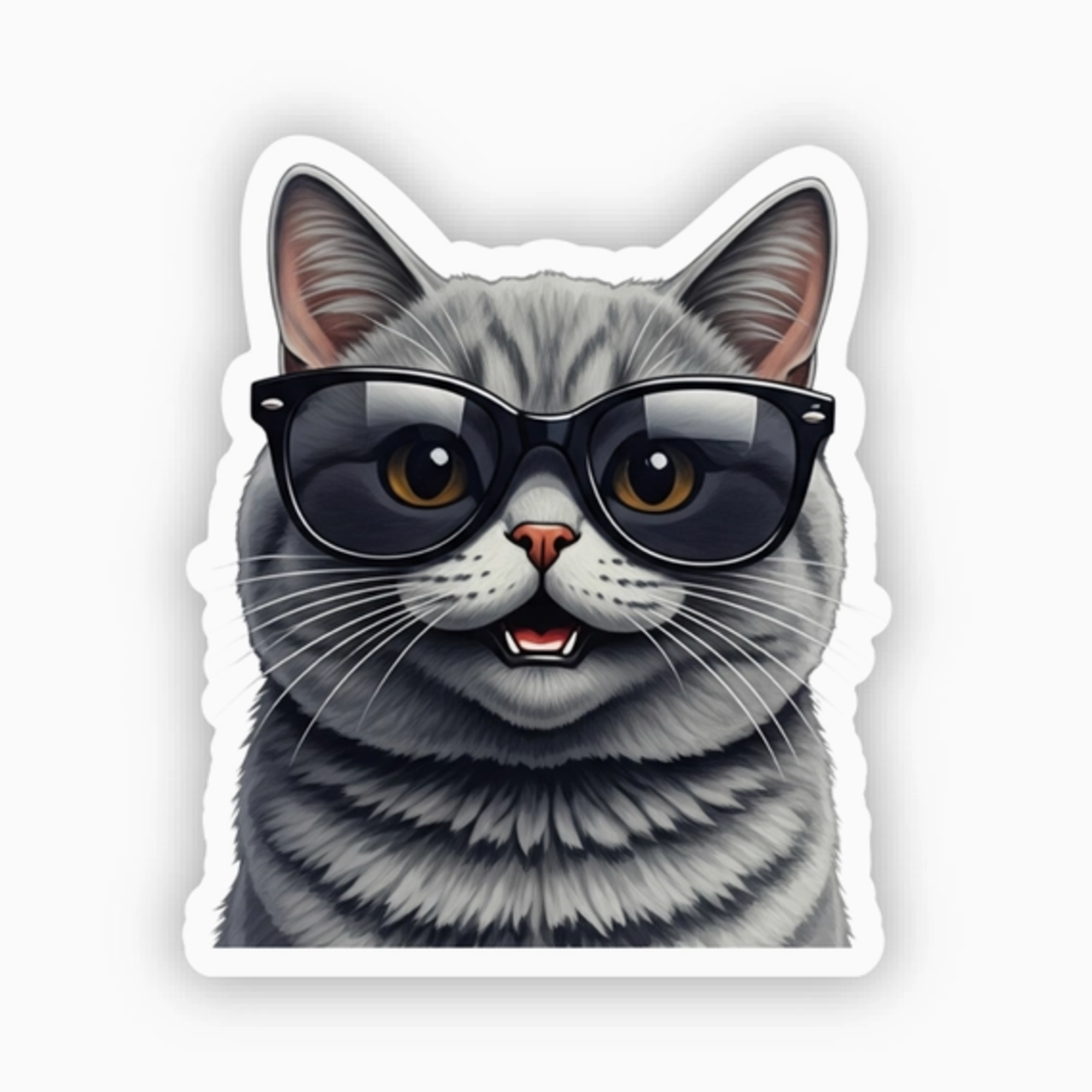 Stickers Sunglass Gray Cat