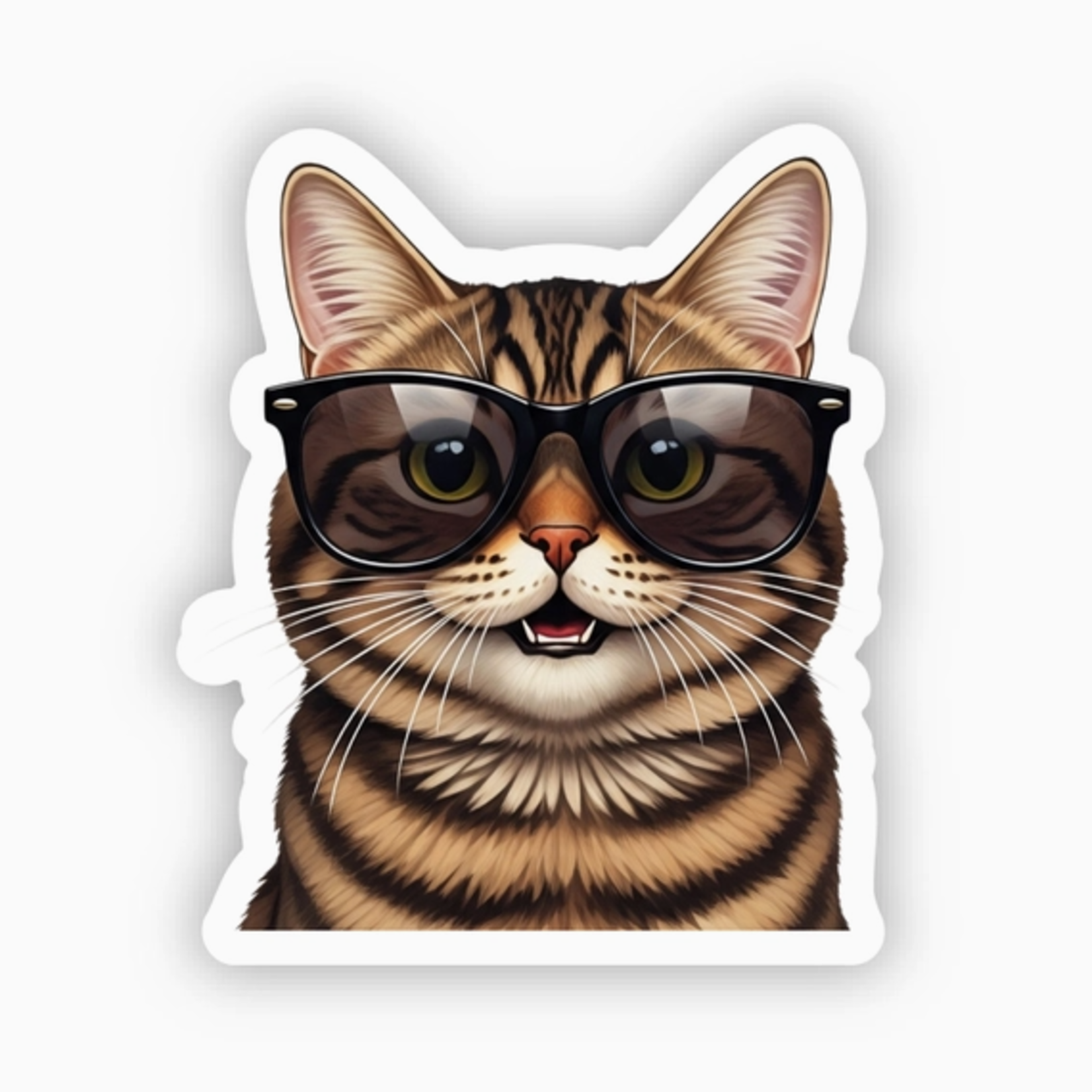 Stickers Sunglass Brown Cat