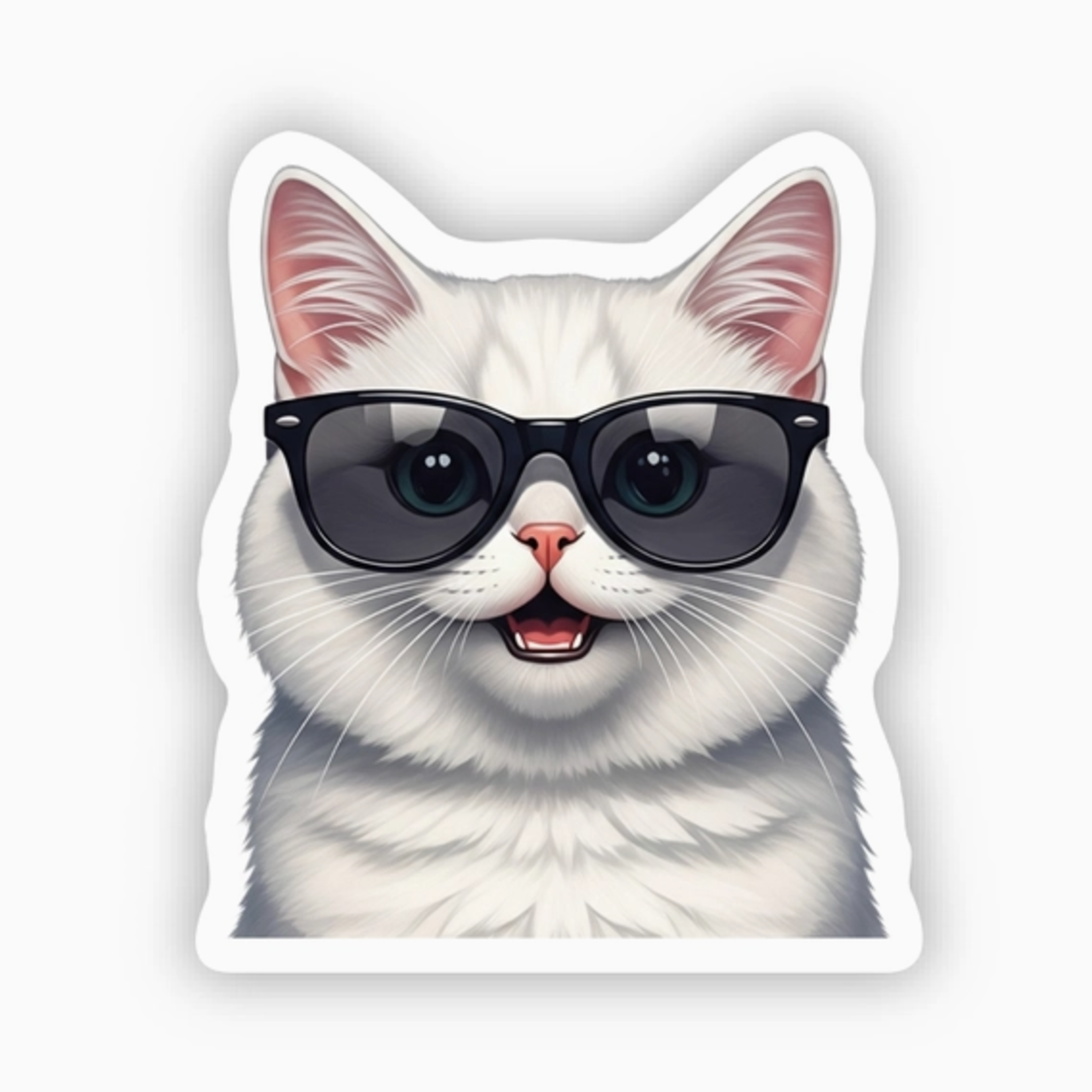 Stickers Sunglass White Cat