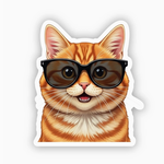 Stickers Sunglass Orange Cat
