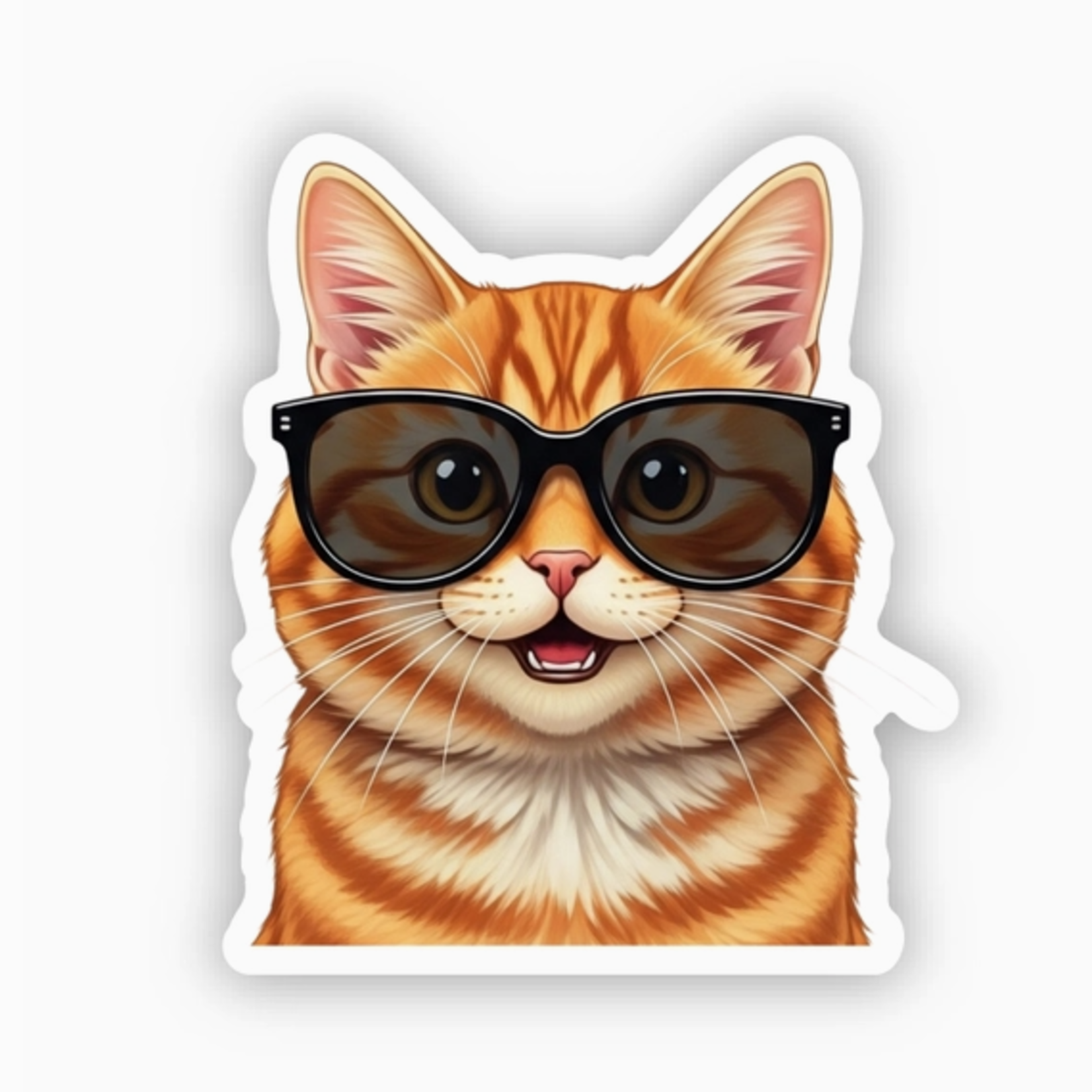 Stickers Sunglass Orange Cat