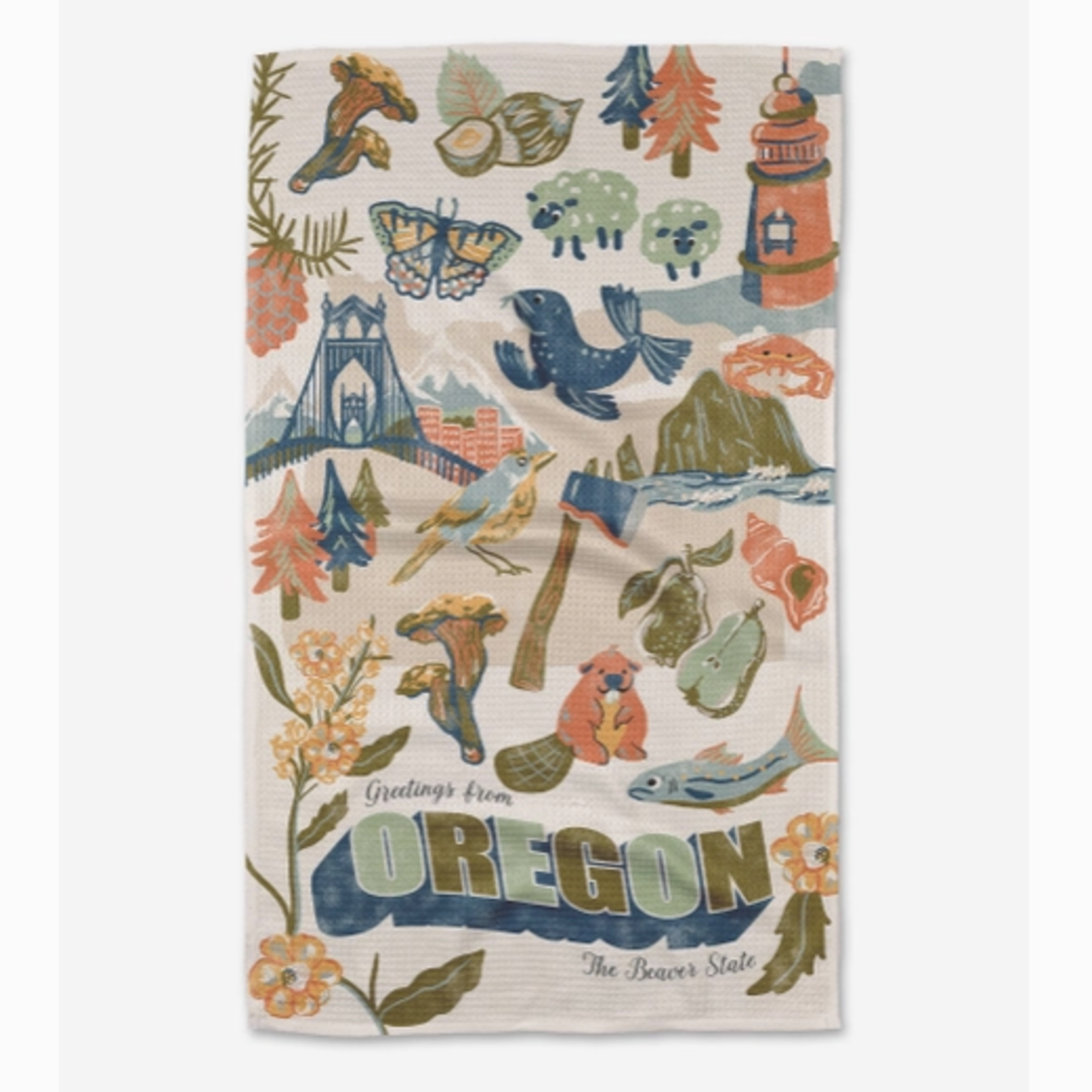 Tea Towels Greetings From Oregon Tea Towel