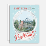 Greeting Cards - Christmas Portland Snow Globe Holiday