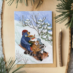 Greeting Cards - Christmas Snow Sledding Holiday