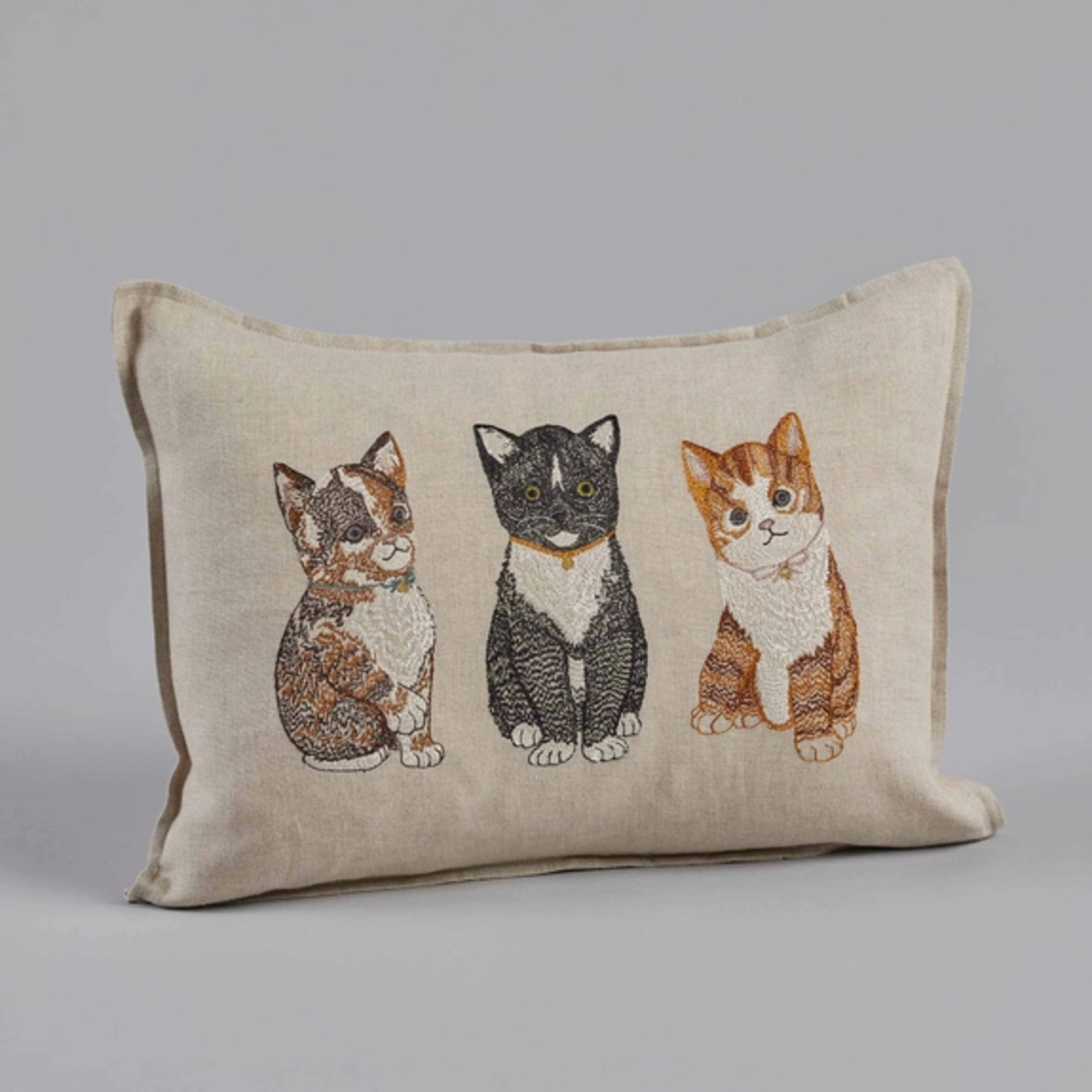 Pillows - Embroidered Cute Kitten Trio Pillow