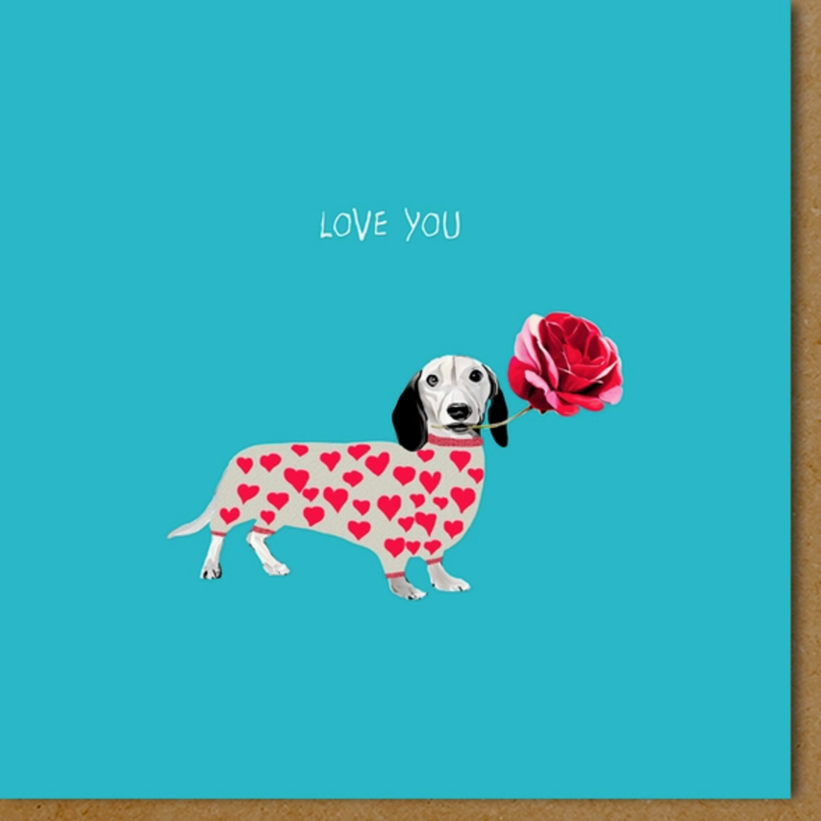 Greeting Cards - Love Heart & Rose Dachshund Love