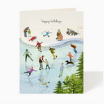 Greeting Cards - Christmas Ice Skating Fun Holiday