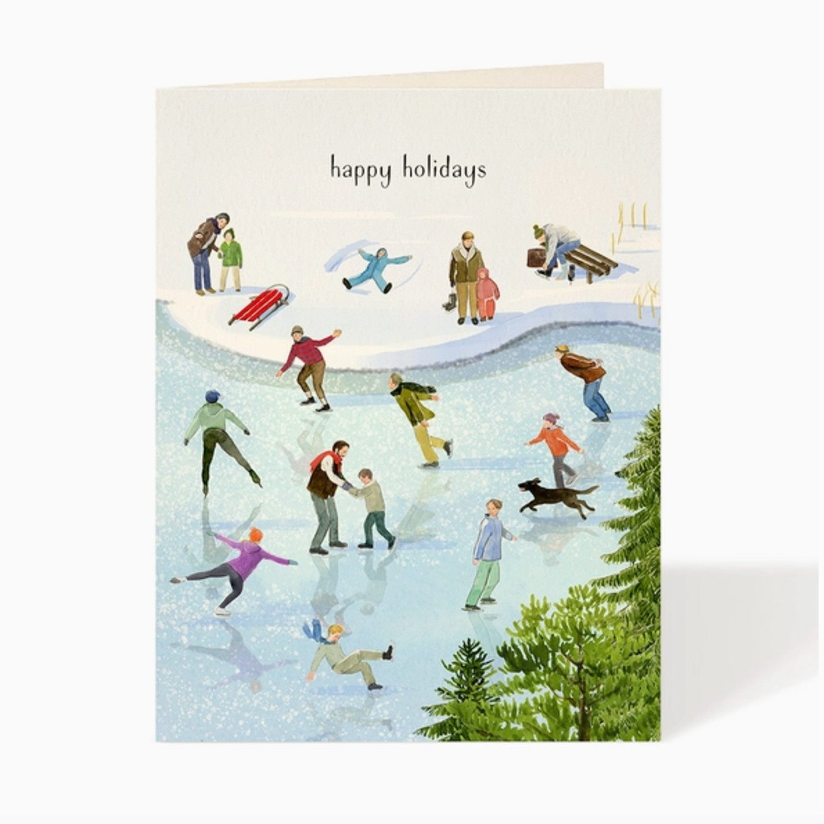 Greeting Cards - Christmas Ice Skating Fun Holiday