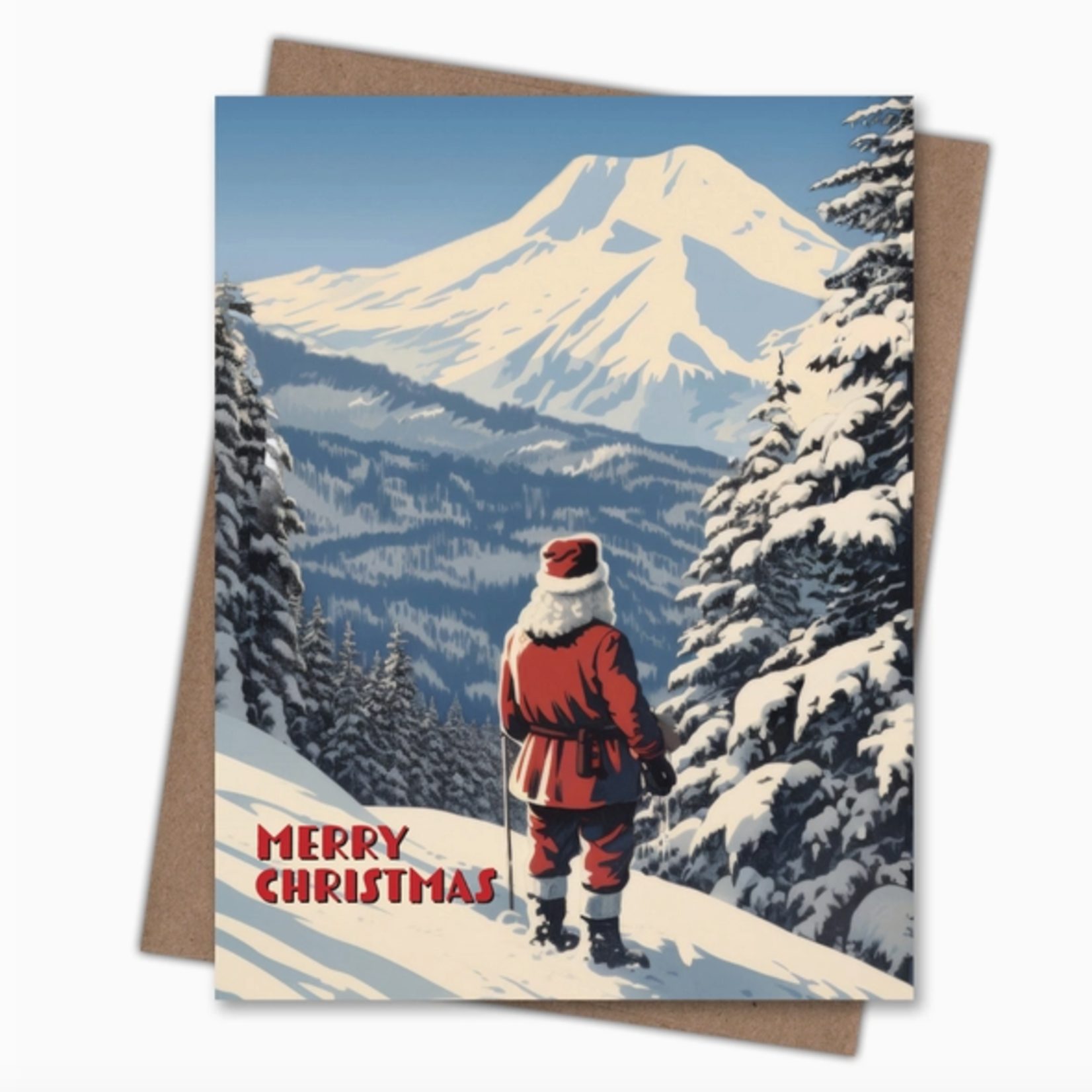 Greeting Cards - Christmas Mount Rainier Santa