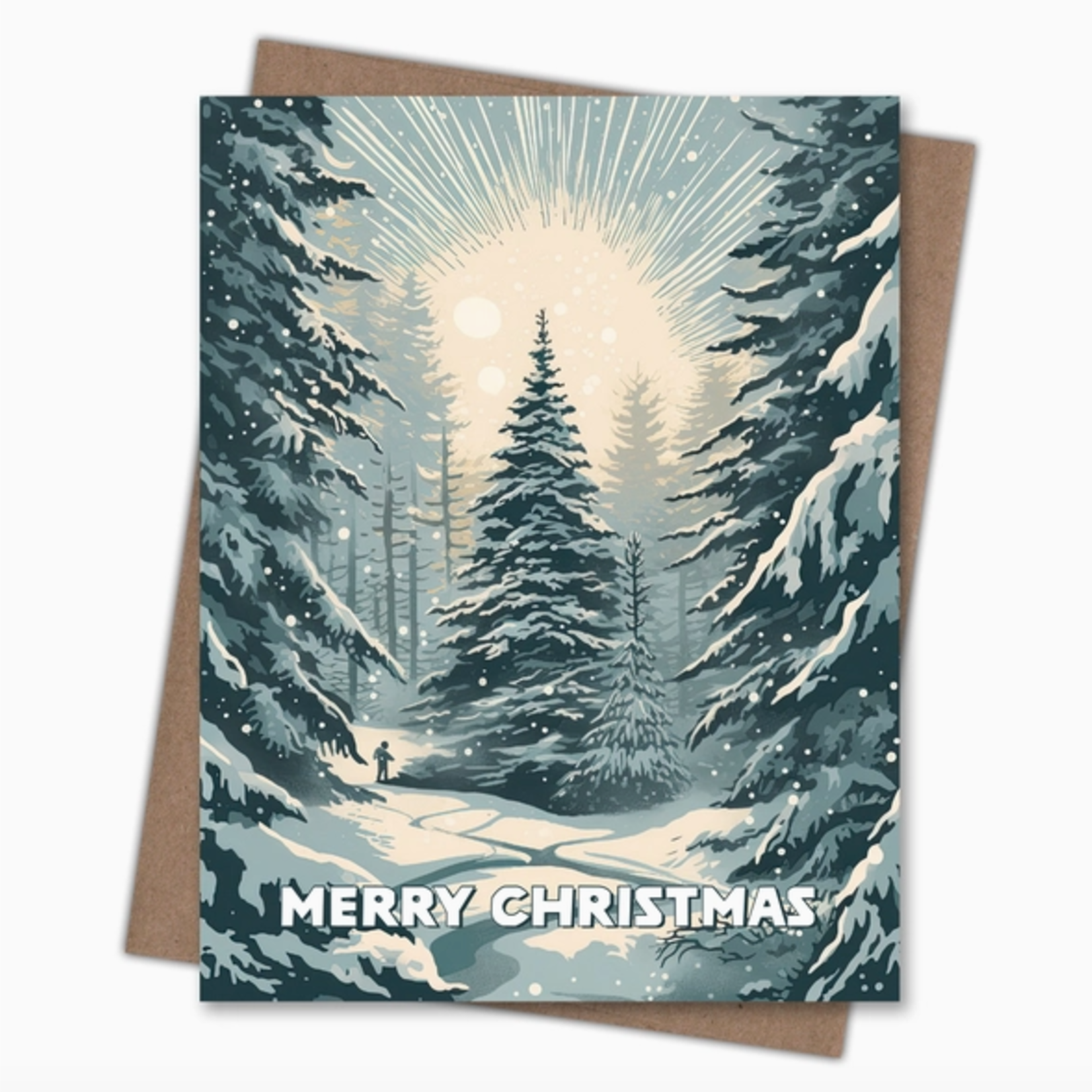 Greeting Cards - Christmas Forest Light Starburst Holiday
