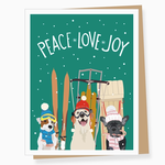 Greeting Cards - Christmas Snow Peace Love Joy Dogs