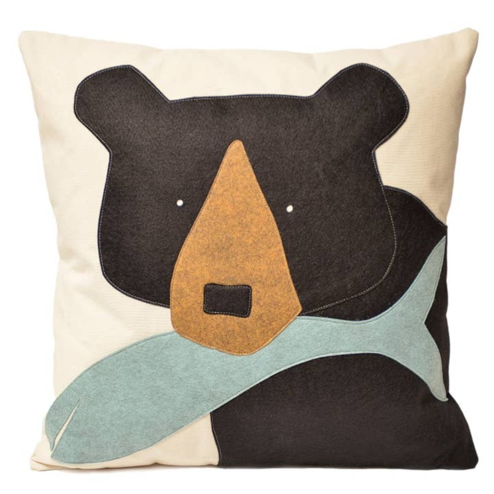 Pillows Bear With Fish Applique Pillow