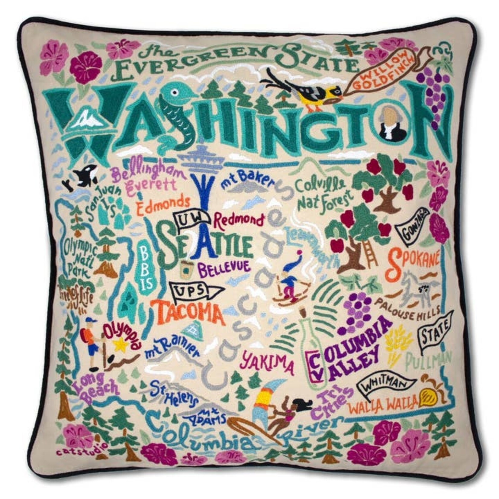 Pillows - Embroidered WASHINGTON Pillow