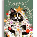 Greeting Cards - Christmas Happy Holidays Tinsel Cat