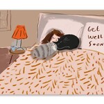 Greeting Cards - Feel Better Snuggle In Bed Kitties Get Well