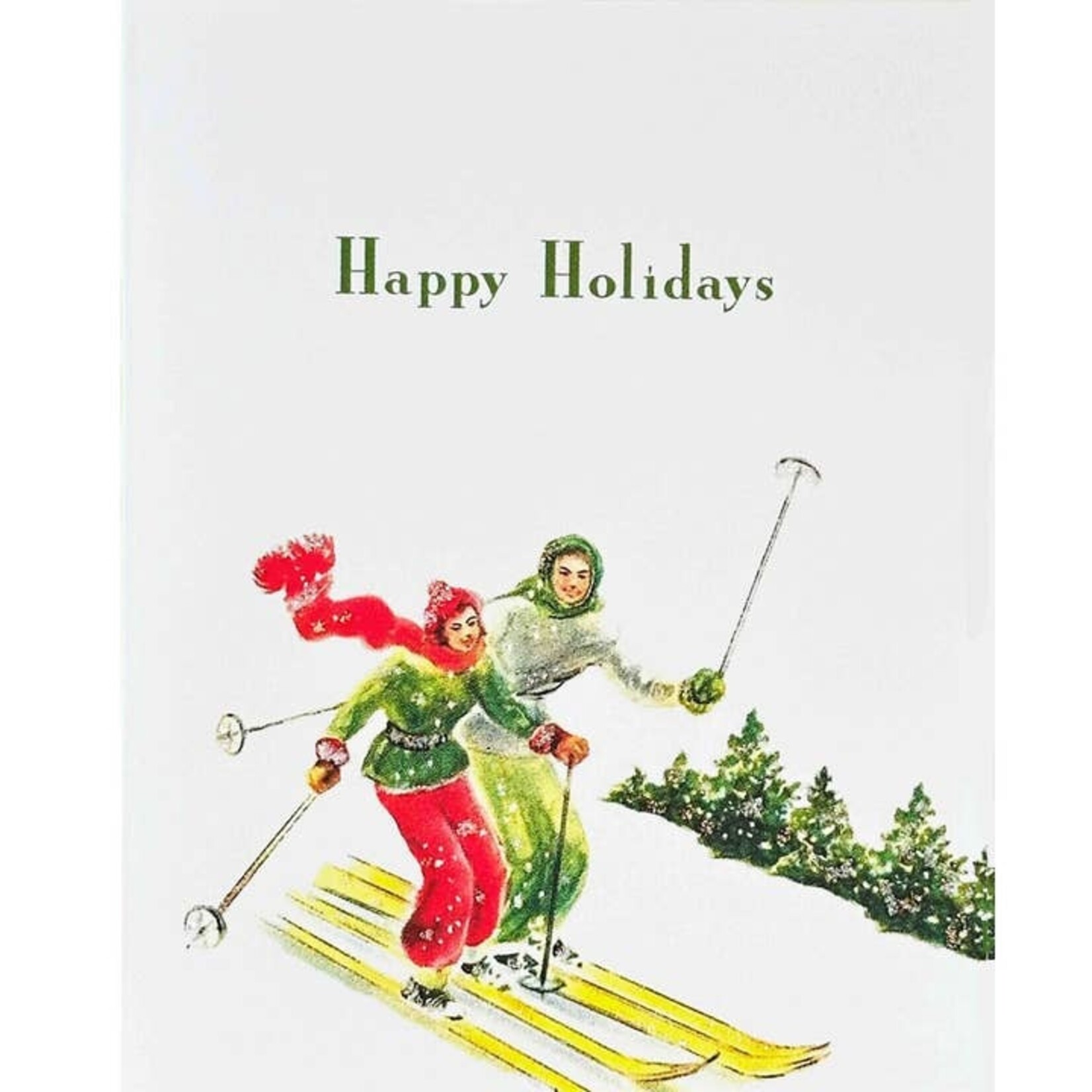 Greeting Cards - Christmas Happy Holidays Skiing Couple