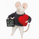 Ornaments - Felt Happy Heart Mouse