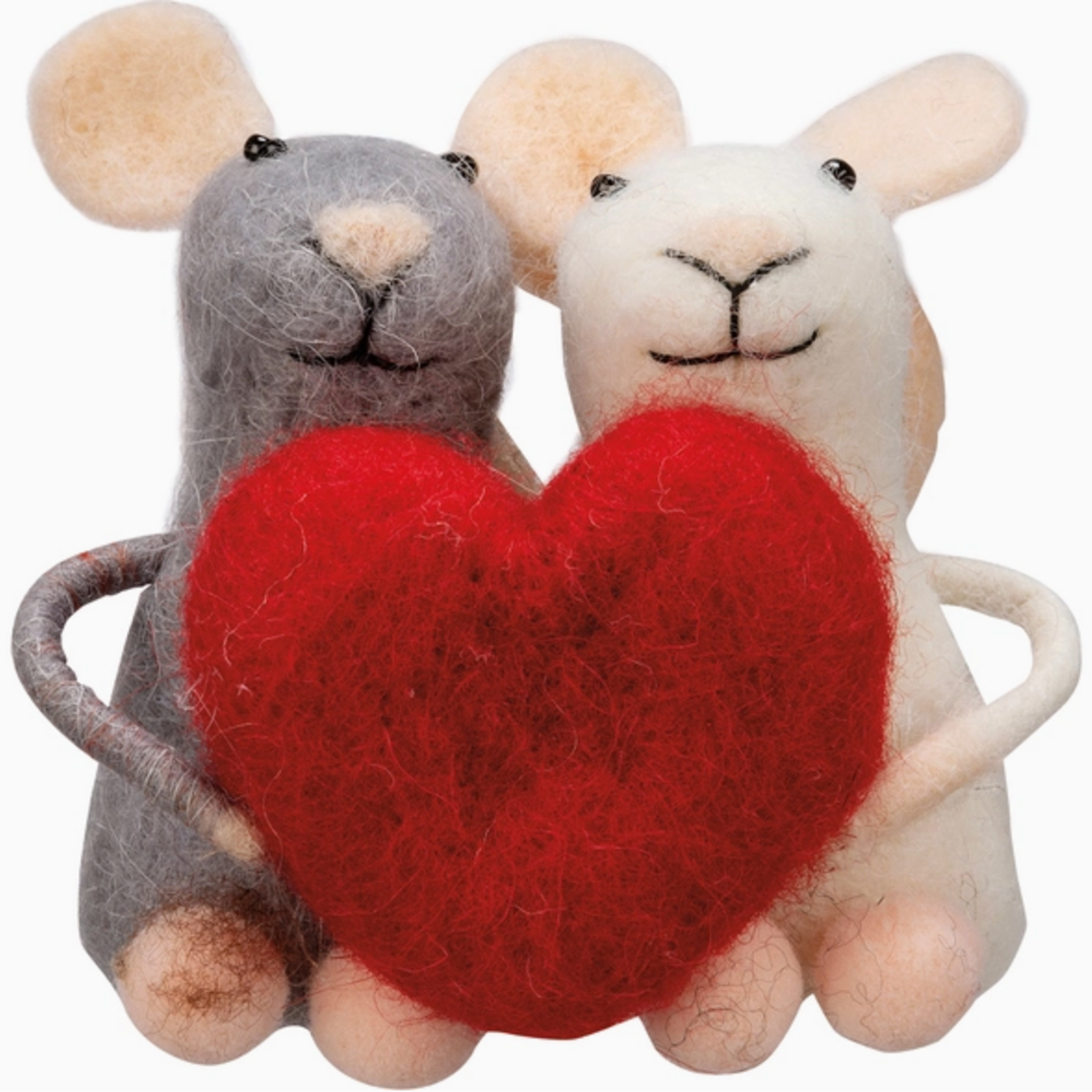 Ornaments - Felt Heart Mouse Couple