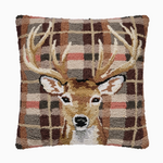 Pillows - Hooked Deer Brown Tartan Pillow