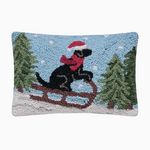 Pillows - Embroidered Dog On Sled Pillow