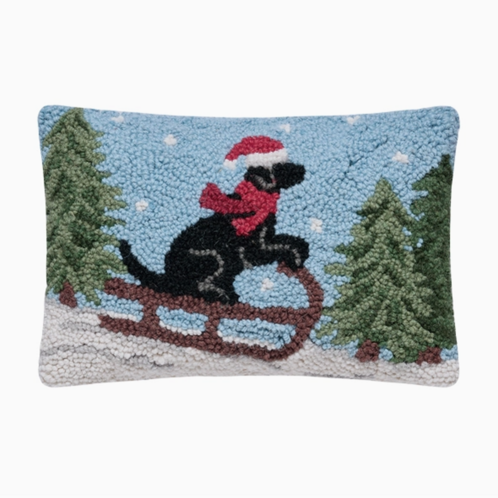 Pillows - Embroidered Dog On Sled Pillow