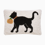 Pillows - Embroidered Cat With Pumpkin Pillow