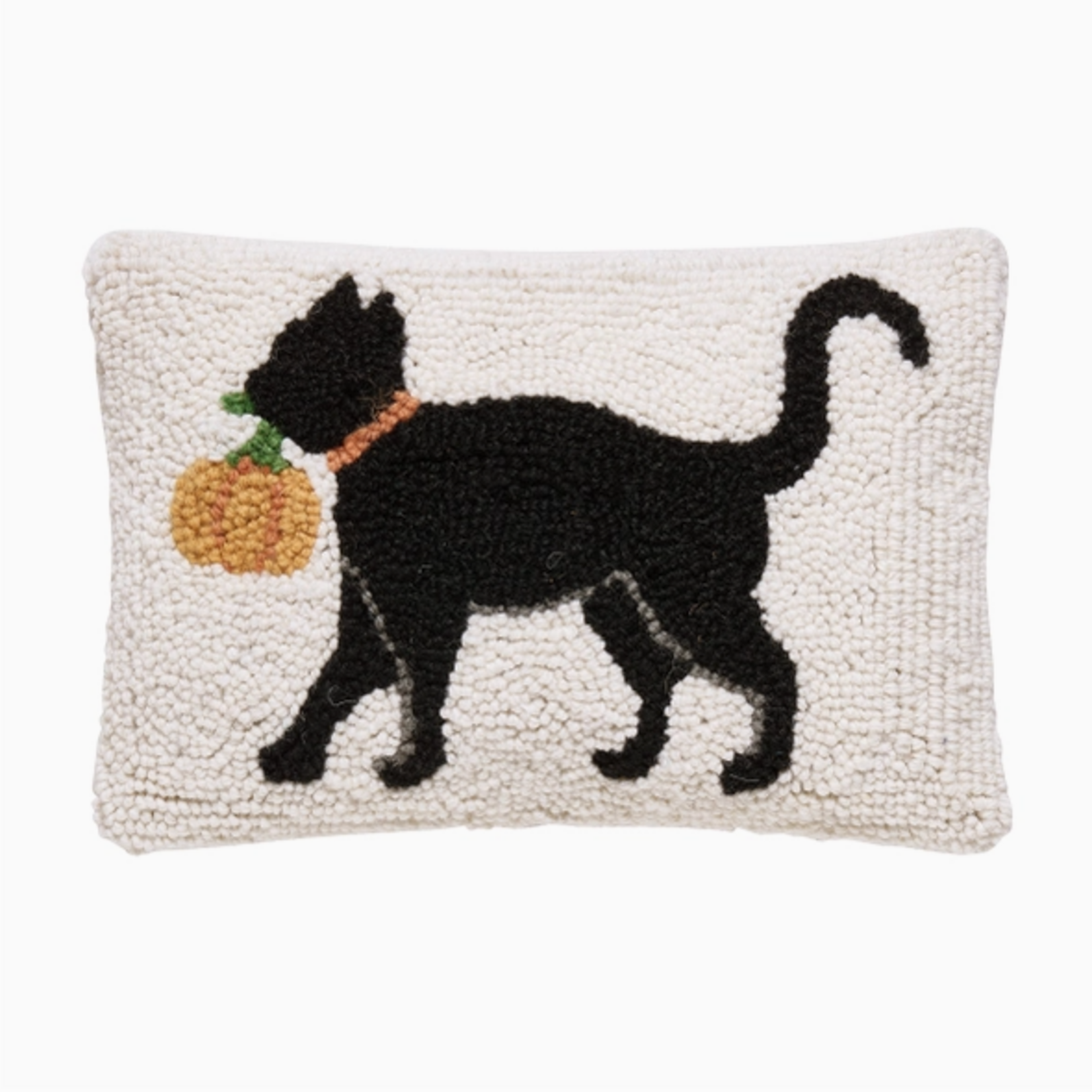 Pillows - Embroidered Cat With Pumpkin Pillow