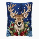 Pillows - Hooked Christmas Deer Pillow