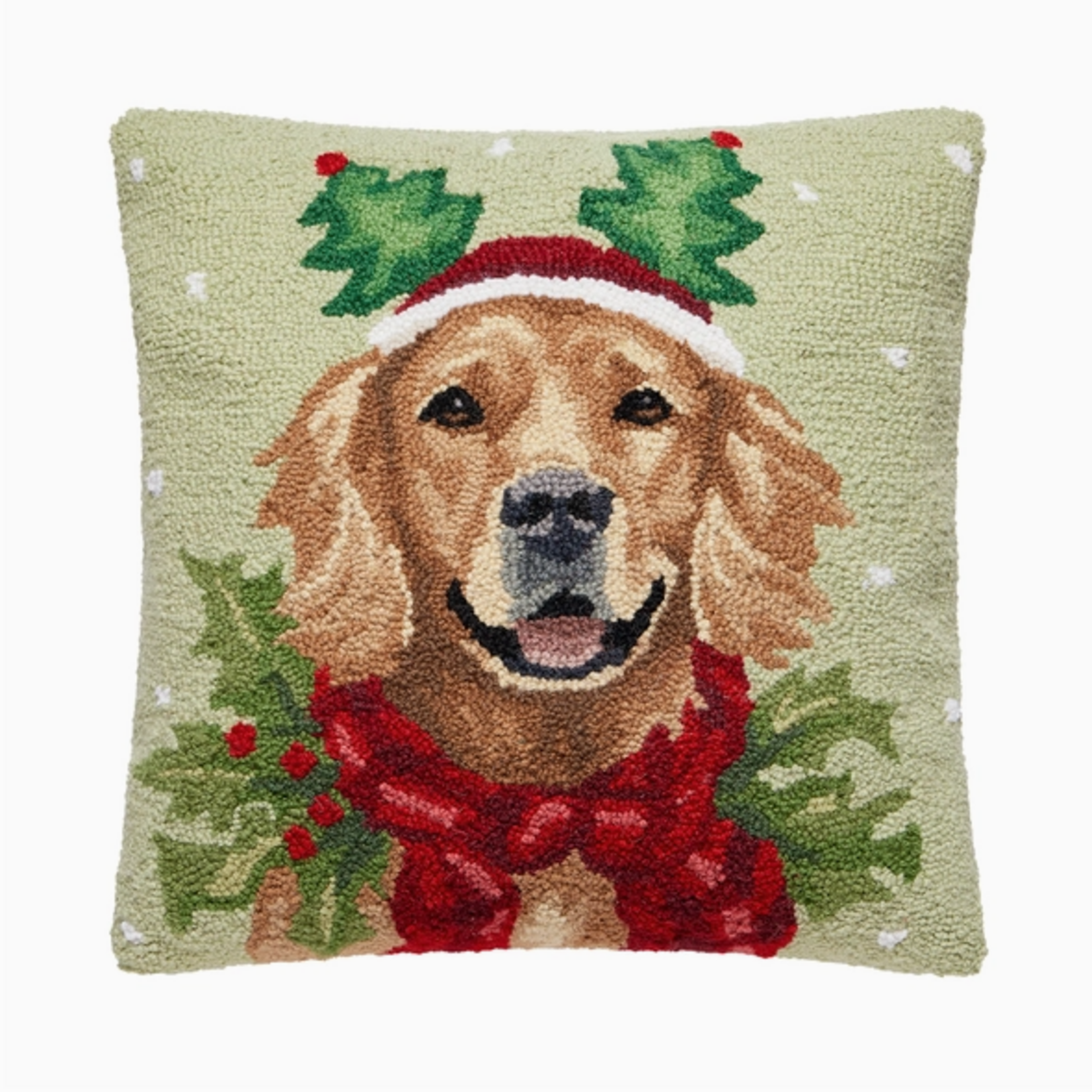 Pillows - Hooked Holiday Retriever Pillow