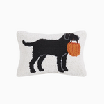 Pillows - Embroidered Dog With Pumpkin Pillow
