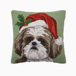 Pillows - Hooked Holiday Shih Tzu Pillow